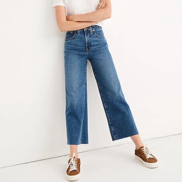 Denim - Madewell Slim Wide-Leg Jeans Raw-Hem Edition - Crownridge Wash -Size 28